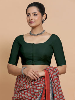 Binks - Lahari X Rozaana Green Round Neck Solid Stitched Blouse