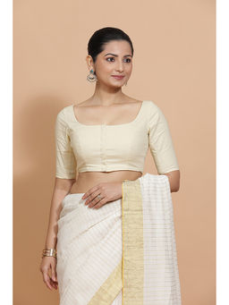 Binks - Lalita X Rozaana White Scoop Neck Solid Stitched Blouse