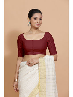 Binks - Lalita X Rozaana Red Scoop Neck Solid Stitched Blouse