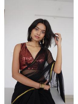 Binks - Lavanya Red V-Neck Sequined Stitched Blouse