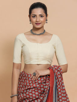 Binks - Mithali X Rozaana White Round Neck Solid Stitched Blouse