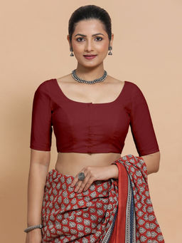 Binks - Mithali X Rozaana Red Round Neck Solid Stitched Blouse