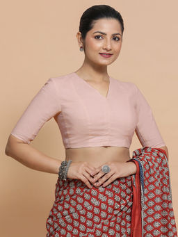 Binks - Nalani X Rozaana Pink V-Neck Solid Stitched Blouse