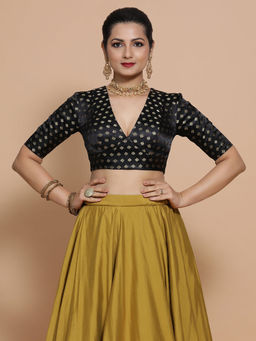 Binks - Nida X Tyohaar Black V-Neck Woven Stitched Blouse