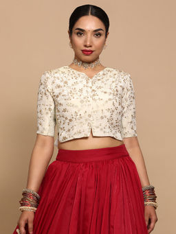 Binks - Raisa X Tyohaar Gold Round Neck Floral Stitched Blouse