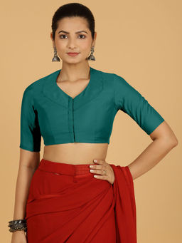 Binks - Pallavi X Rozaana Green V-Neck Solid Stitched Blouse
