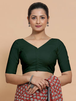 Binks - Pragya X Rozaana Green V-Neck Solid Stitched Blouse