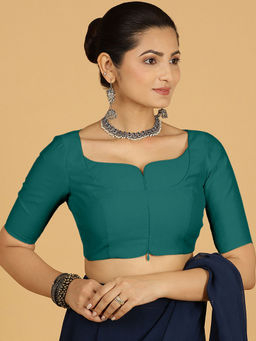 Binks - Priya X Rozaana Green Asymmetrical Solid Stitched Blouse