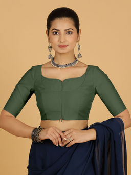 Binks - Priya X Rozaana Green Asymmetrical Solid Stitched Blouse