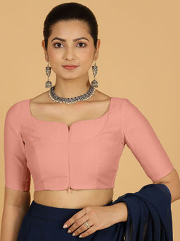 Binks - Priya X Rozaana Pink Asymmetrical Solid Stitched Blouse