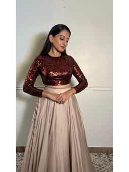 Binks - Reva Metallic Crew Neck Sequined Stitched Blouse