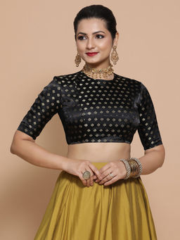 Binks - Riti X Tyohaar Black Crew Neck Woven Stitched Blouse