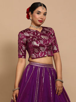Binks - Raisa X Tyohaar Purple Round Neck Floral Stitched Blouse
