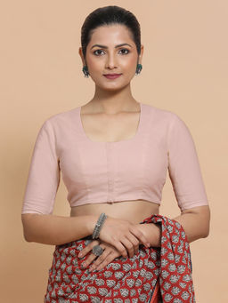 Binks - Sadia X Rozaana Pink Round Neck Solid Stitched Blouse