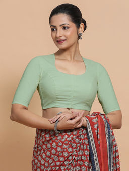 Binks - Sajal X Rozaana Green Round Neck Solid Stitched Blouse