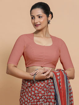 Binks - Sajal X Rozaana Peach Round Neck Solid Stitched Blouse