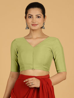 Binks - Shabana X Rozaana Green V-Neck Solid Stitched Blouse