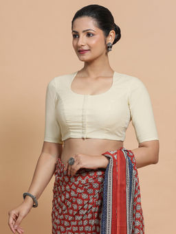 Binks - Shifa X Rozaana White Round Neck Solid Stitched Blouse