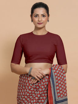 Binks - Suhana X Rozaana Maroon Crew Neck Solid Stitched Blouse
