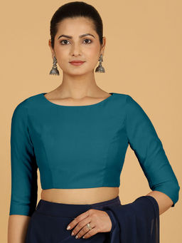 Binks - Tamanna X Rozaana Teal Round Neck Solid Stitched Blouse