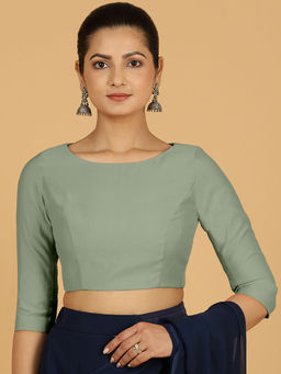 Binks - Tamanna X Rozaana Green Round Neck Solid Stitched Blouse