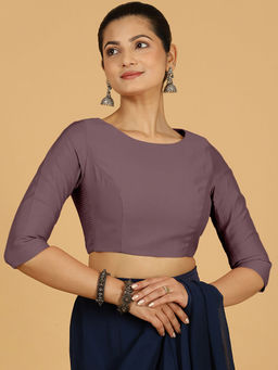 Binks - Tamanna X Rozaana Mauve Round Neck Solid Stitched Blouse