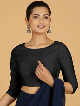 Binks - Tamanna X Rozaana Black Round Neck Solid Stitched Blouse