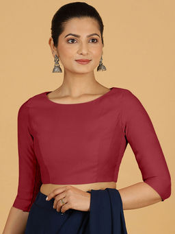 Binks - Tamanna X Rozaana Red Round Neck Solid Stitched Blouse