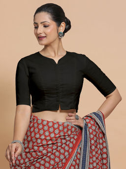 Binks - Tejasvi X Rozaana Black Round Neck Solid Stitched Blouse
