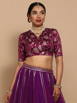 Binks - Raisa X Tyohaar Purple V-Neck Sequined Stitched Blouse