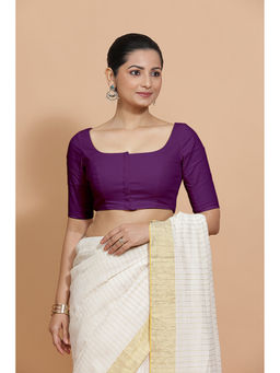 Binks - Vritika X Rozaana Magenta Scoop Neck Solid Stitched Blouse