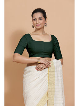 Binks - Vritika X Rozaana Green Scoop Neck Solid Stitched Blouse