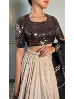 Binks - Shaheen Gold Square Neck Sequined Stitched Blouse