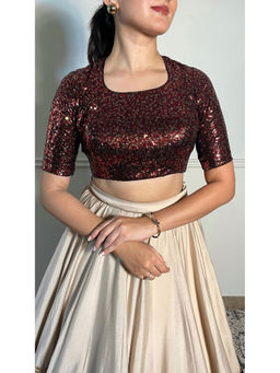 Binks - Yara Red Square Neck Sequined Stitched Blouse