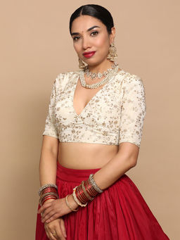 Binks - Farheen X Tyohaar Gold V-Neck Floral Stitched Blouse