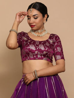 Binks - Ahana X Tyohaar Purple Round Neck Floral Stitched Blouse