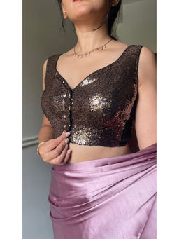 Binks - Avni Gold V-Neck Sequined Stitched Blouse