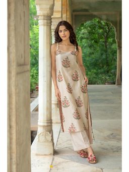 Anuvas - Kasvi Chandheri Beige Kurta Only