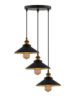 Homesake - Round Black Cone Shade Chandelier Light Gold