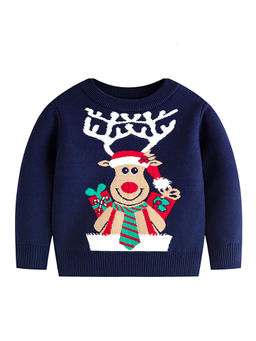 Little Surprise Box - Navy Blue Embroidered Sweater