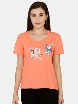 Zivame - Looney Tunes - Doodletastic Knit Cotton Top - Coral Quartz