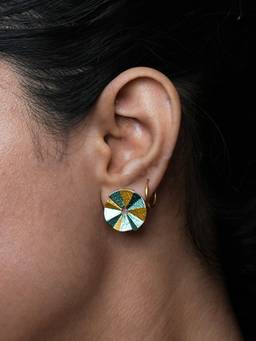 BeAbhika - Multi-Color Geometric Disc Necklace with Earrings