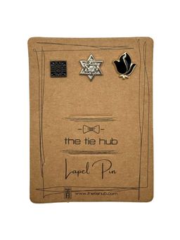 The Tie Hub - Black and Silver Geometric Brooches (Pack of 3)