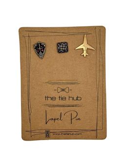 The Tie Hub - Gold and Antique Black Travel Brooches (Pack of 3)