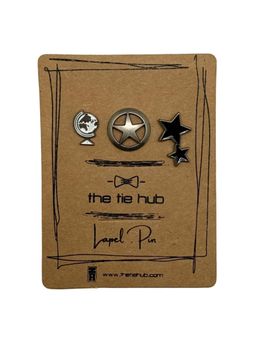 The Tie Hub - Silver Globe and Star Brooches (Pack of 3)