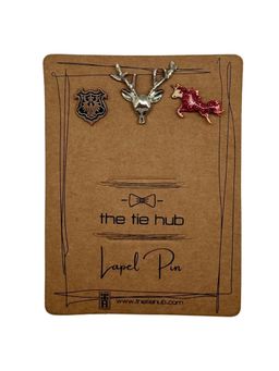 The Tie Hub - Red Horse and Stag Brooches (Pack of 3)