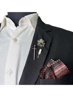 The Tie Hub - U.S. Eagle Emblem A Sharp Sword Silver Lapel Pins (Pack of 3)