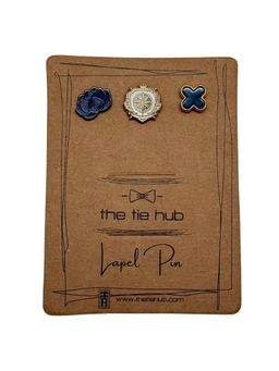 The Tie Hub - Blue Floral and Shield Brooches (Pack of 3)