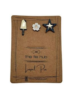 The Tie Hub - White Popsicle and Star Brooches (Pack of 3)
