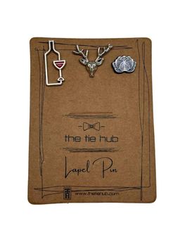 The Tie Hub - Wine Glass and Deer Brooches (Pack of 3)